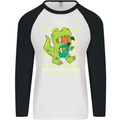 Christmas Official Santa T-Rex Dinosaur Mens L/S Baseball T-Shirt White/Black