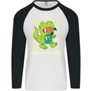 Christmas Official Santa T-Rex Dinosaur Mens L/S Baseball T-Shirt White/Black