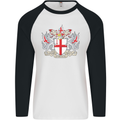 London Coat of Arms St Georges Day England Mens L/S Baseball T-Shirt White/Black