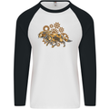 Steampunk Fox Mens L/S Baseball T-Shirt White/Black