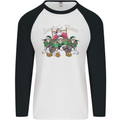 Santa American Football Team Christmas Xmas Mens L/S Baseball T-Shirt White/Black