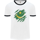 Torn Mauritania Flag Mauritanian Day Football Mens Ringer T-Shirt White/Black