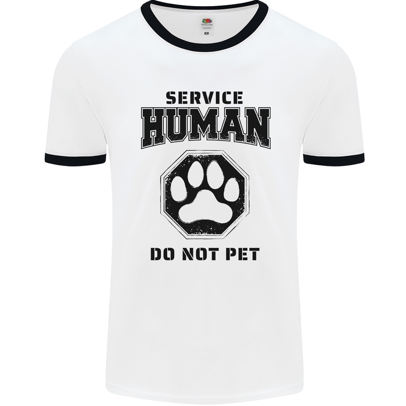 Funny Dog Service Human Do Not Pet Mens Ringer T-Shirt White/Black