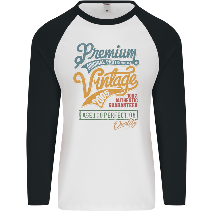 Aged to Perfection 18th Birthday 2005 Mens L/S Baseball T-Shirt White/Black