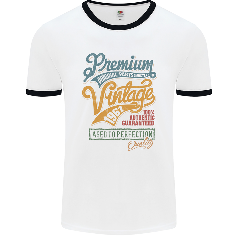 Aged to Perfection 62nd Birthday 1961 Mens Ringer T-Shirt White/Black