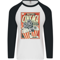 Retro Cinema Movie Night Films & TV Mens L/S Baseball T-Shirt White/Black