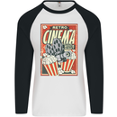 Retro Cinema Movie Night Films & TV Mens L/S Baseball T-Shirt White/Black