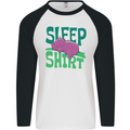 Hippo Sleep Shirt Sleeping Pajamas Mens L/S Baseball T-Shirt White/Black