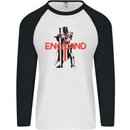 St Georges Day Knights Templar England Flag Mens L/S Baseball T-Shirt White/Black