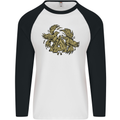 Valknut Symbol With Ravens Vikings Mens L/S Baseball T-Shirt White/Black