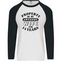 14th Wedding Anniversary 14 Year Funny Wife Mens L/S Baseball T-Shirt White/Black