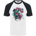 Pirate T-Rex Funny Dinosaur Mens S/S Baseball T-Shirt White/Black