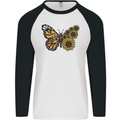 A Sunflower Butterfly Mens L/S Baseball T-Shirt White/Black