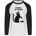 Personal Cat Servant Funny Pet Mens L/S Baseball T-Shirt White/Black