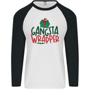 Gangsta Wrapper Funny Christmas Present Mens L/S Baseball T-Shirt White/Black