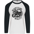 Motorcycling Motorbike Motorcycle Biker Mens L/S Baseball T-Shirt White/Black