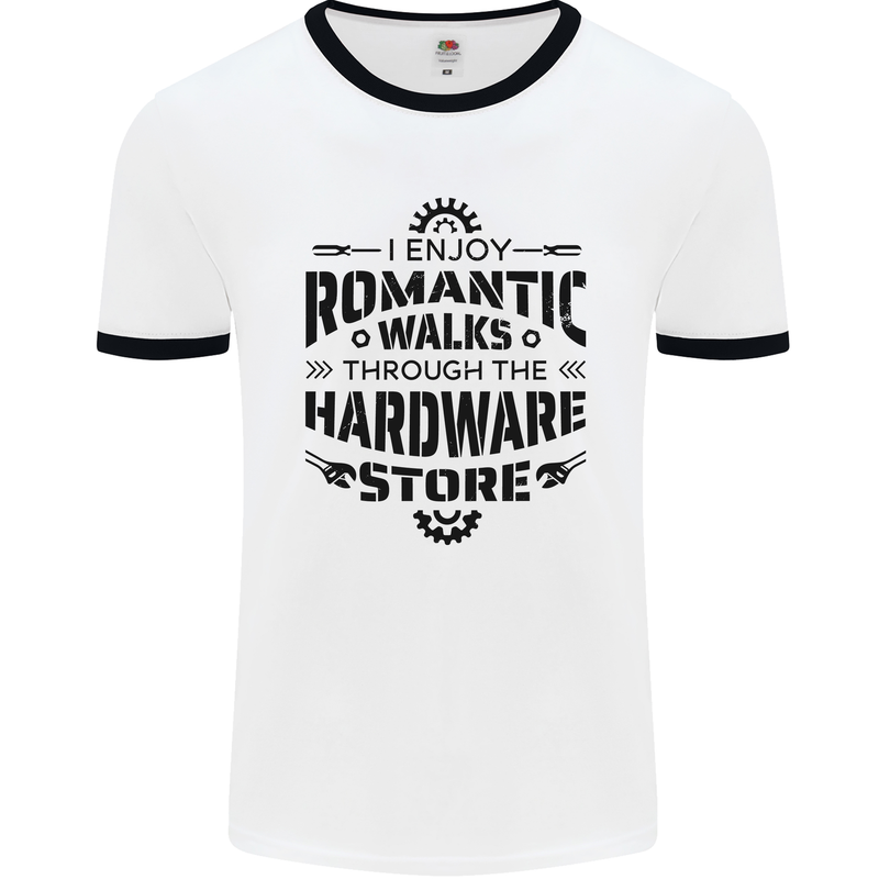 Romantic Walks Hardware Store Tradesman DIY Mens Ringer T-Shirt White/Black