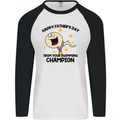 Swimming Champion Funny Fathers Day Dad Mens L/S Baseball T-Shirt White/Black