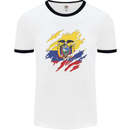 Torn Ecuador Flag Ecuadorian Day Football Mens Ringer T-Shirt White/Black