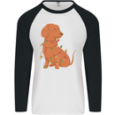 A Funny Christmas Tree Dachshund Mens L/S Baseball T-Shirt White/Black