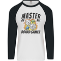 Master of All Board Games Mens L/S Baseball T-Shirt White/Black