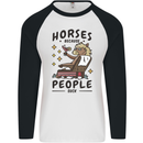 Horse Riding Because People Suck Equestrian Mens L/S Baseball T-Shirt White/Black