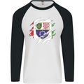 Torn Bosnia and Herzegovina Flag Day Football Mens L/S Baseball T-Shirt White/Black