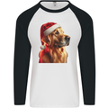 Christmas Golden Retriever Dog Xmas Mens L/S Baseball T-Shirt White/Black