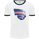 Curled Cape Verde Flag Verdean Day Football Mens Ringer T-Shirt White/Black
