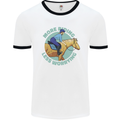 More Horse Riding Less Worrying Equestrian Mens Ringer T-Shirt White/Black