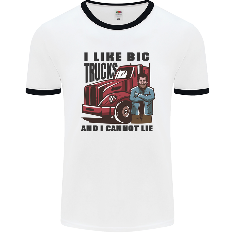 Lorry Driver I Like Big Trucks I Cannot Lie Trucker Mens Ringer T-Shirt White/Black