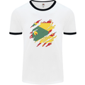 Torn Grenada Flag Grenadians Day Football Mens Ringer T-Shirt White/Black