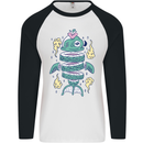 Funny Sliced Sushi Fish Fishing Fisherman Mens L/S Baseball T-Shirt White/Black