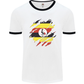 Torn Uganda Flag Ugandan Day Football Mens Ringer T-Shirt White/Black