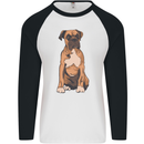 A Boxer Dog Mens L/S Baseball T-Shirt White/Black