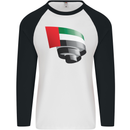 Curled UAE Flag Day Emirati Day Football Mens L/S Baseball T-Shirt White/Black