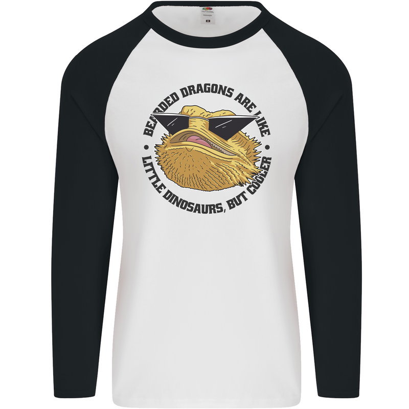 Bearded Dragons Are Like Little Dinosaurs Mens L/S Baseball T-Shirt White/Black