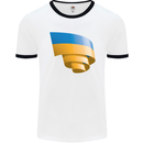Curled Ukraine Flag Ukrainian Day Football Mens Ringer T-Shirt White/Black