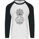 Buddha Mandala Art Mens L/S Baseball T-Shirt White/Black