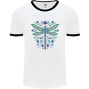 A Floral Dragonfly Mens Ringer T-Shirt White/Black