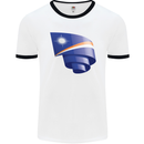 Curled Marshall Islands Flag Day Football Mens Ringer T-Shirt White/Black