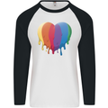 Gay Pride LGBT Heart Mens L/S Baseball T-Shirt White/Black