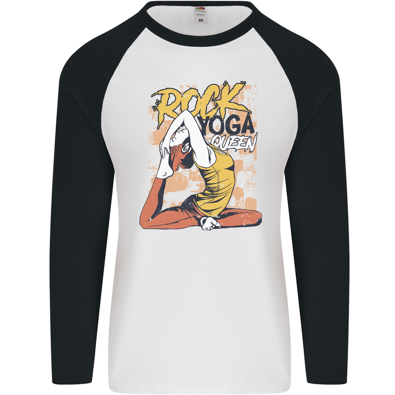 Rock Yoga Queen Mens L/S Baseball T-Shirt White/Black