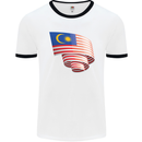 Curled Malaysia Flag Malaysian Day Football Mens Ringer T-Shirt White/Black