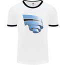 Curled Botswana Flag Batswana Day Football Mens Ringer T-Shirt White/Black