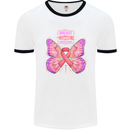 Breast Cancer Awareness Month Butterfly Mens Ringer T-Shirt White/Black