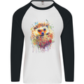 Watercolour Hedgehog Mens L/S Baseball T-Shirt White/Black