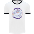 Magical Friends a Girl Riding a Unicorn Mens Ringer T-Shirt White/Black