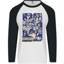 Rap Collage Hip Hop Music Mens L/S Baseball T-Shirt White/Black