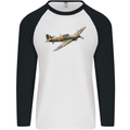 A Hawker Hurricane Flying Solo Mens L/S Baseball T-Shirt White/Black